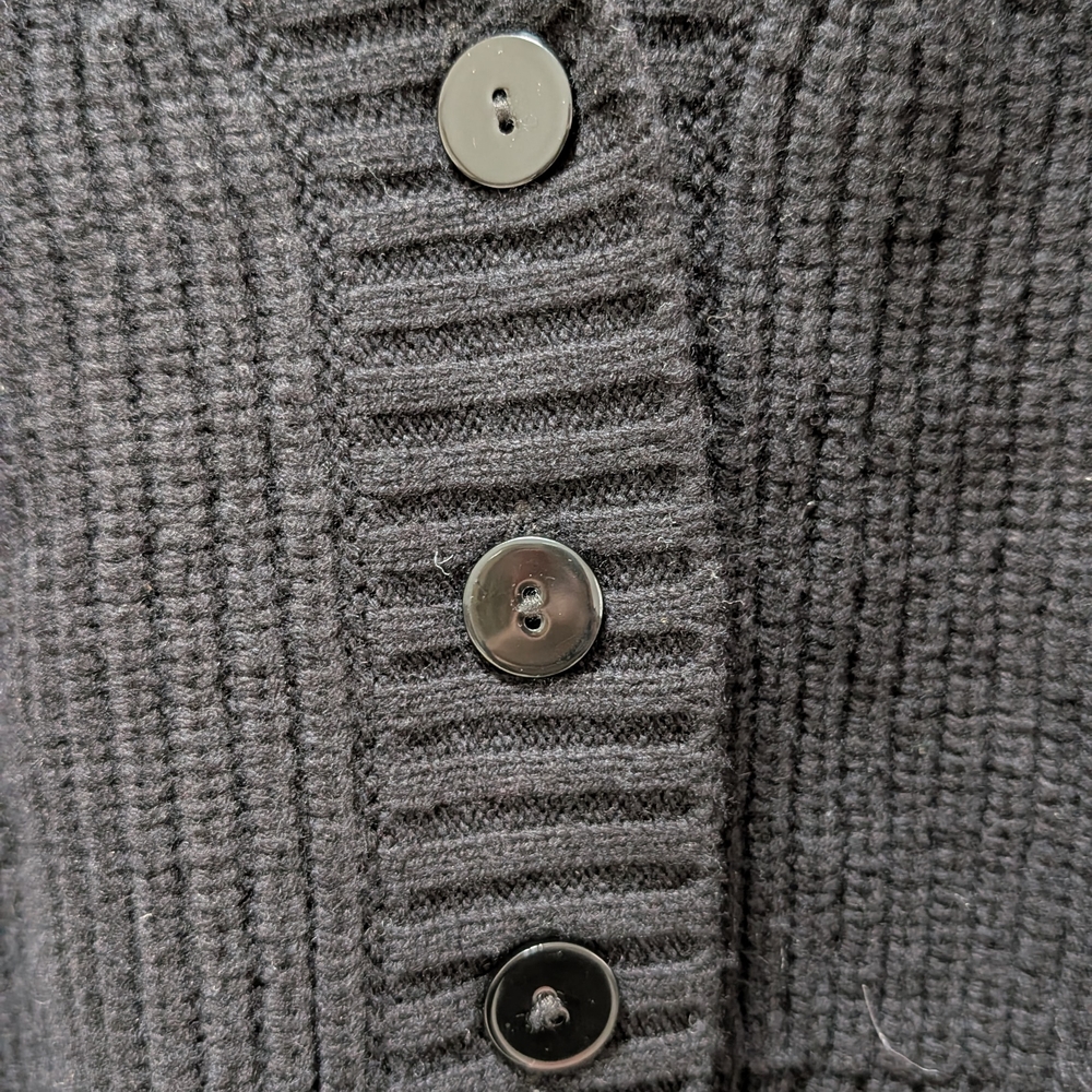 LoveShackFancy Black Ribbed Cardigan with Floral Bow - Picture 5 of 10